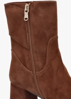 Payton Tan Suede Block Heel Ankle Boots