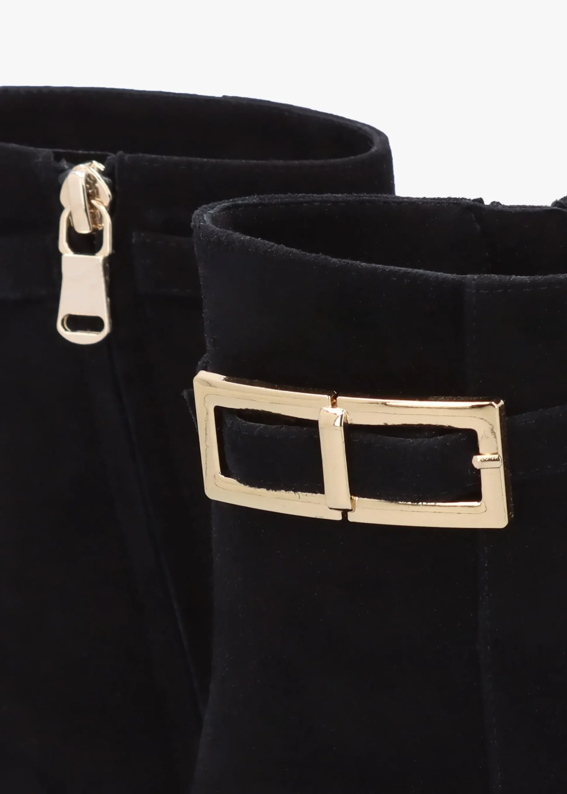 Pearl Black Suede Block Heel Ankle Boots