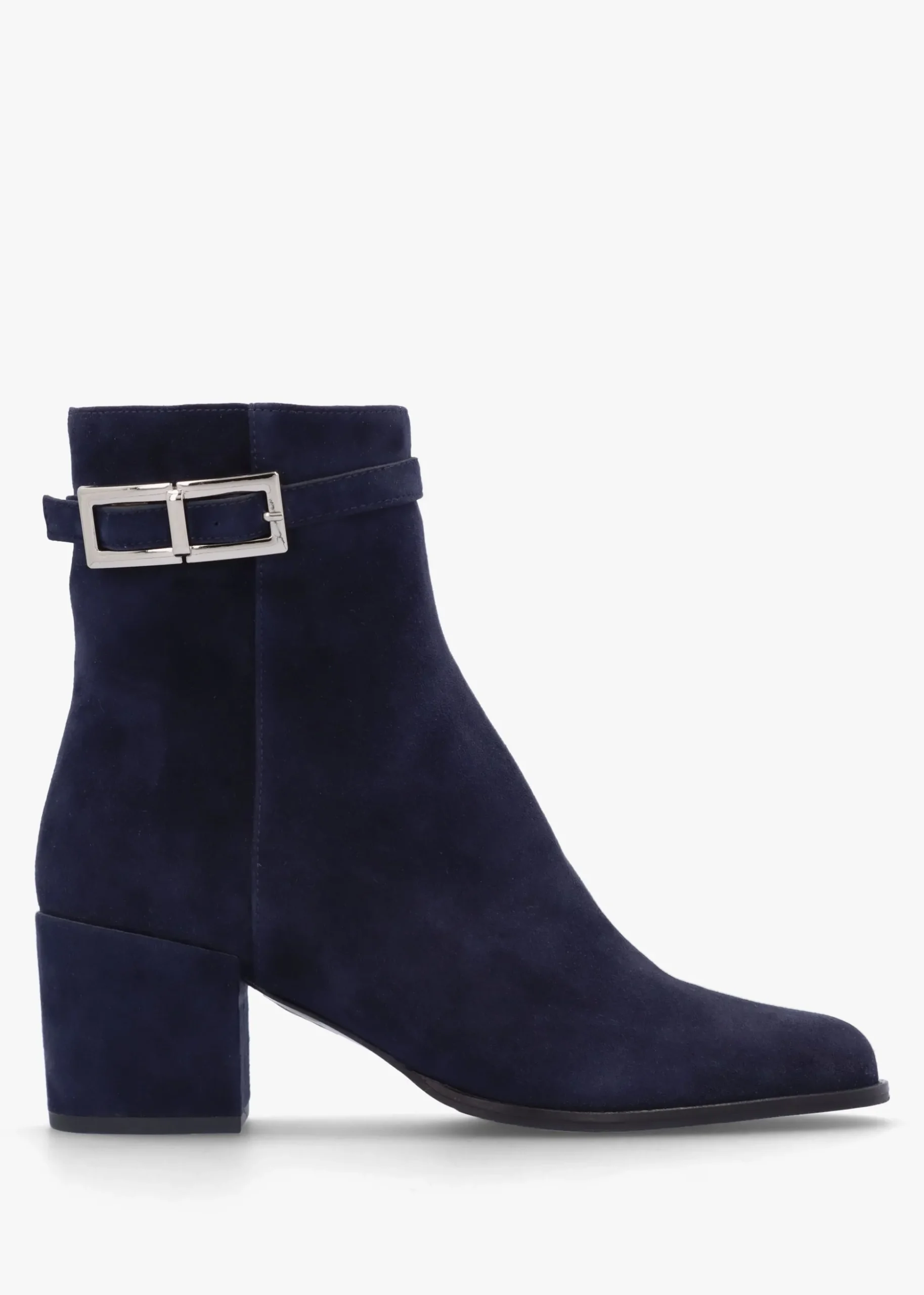 Pearl Navy Suede Block Heel Ankle Boots