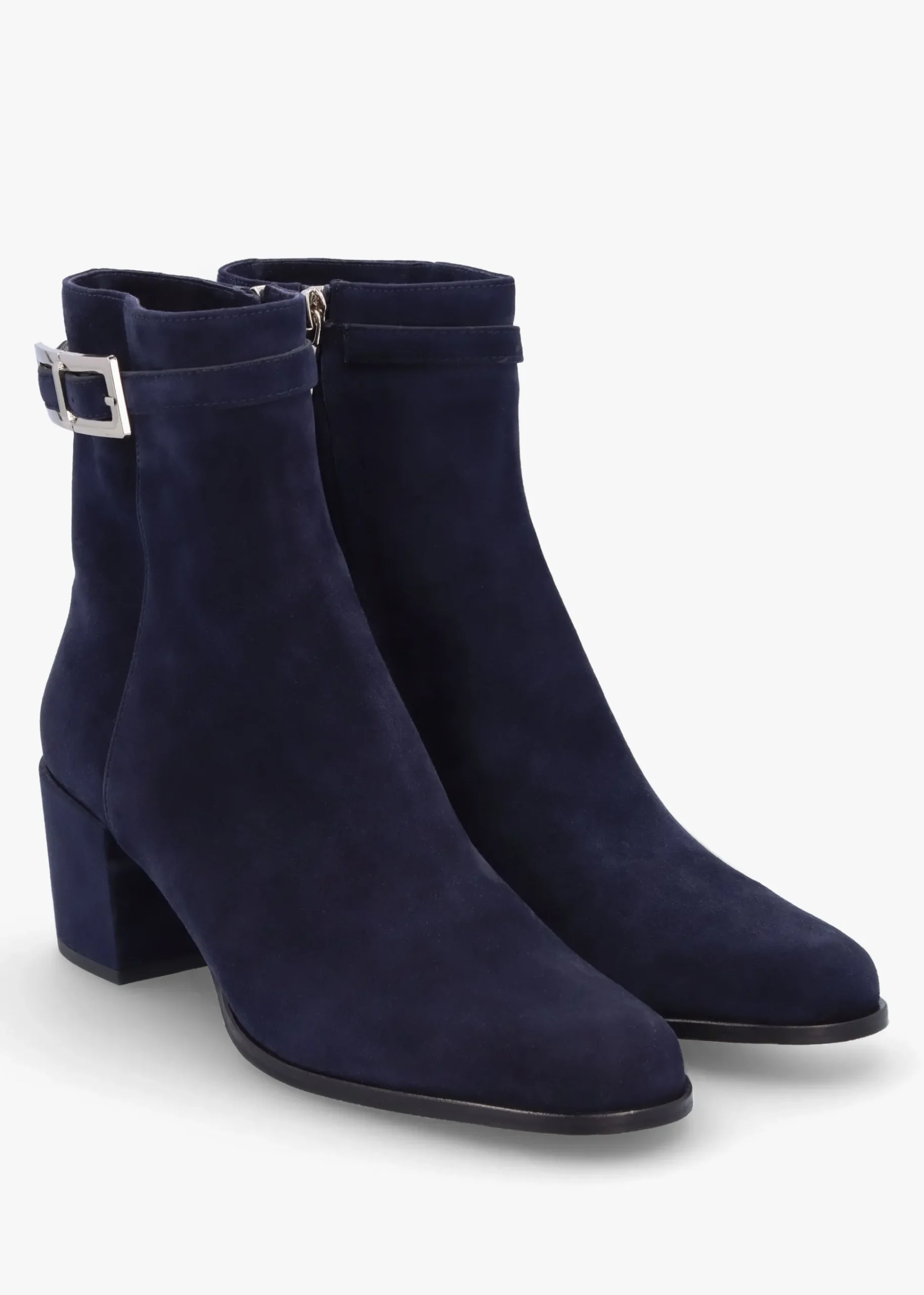 Pearl Navy Suede Block Heel Ankle Boots