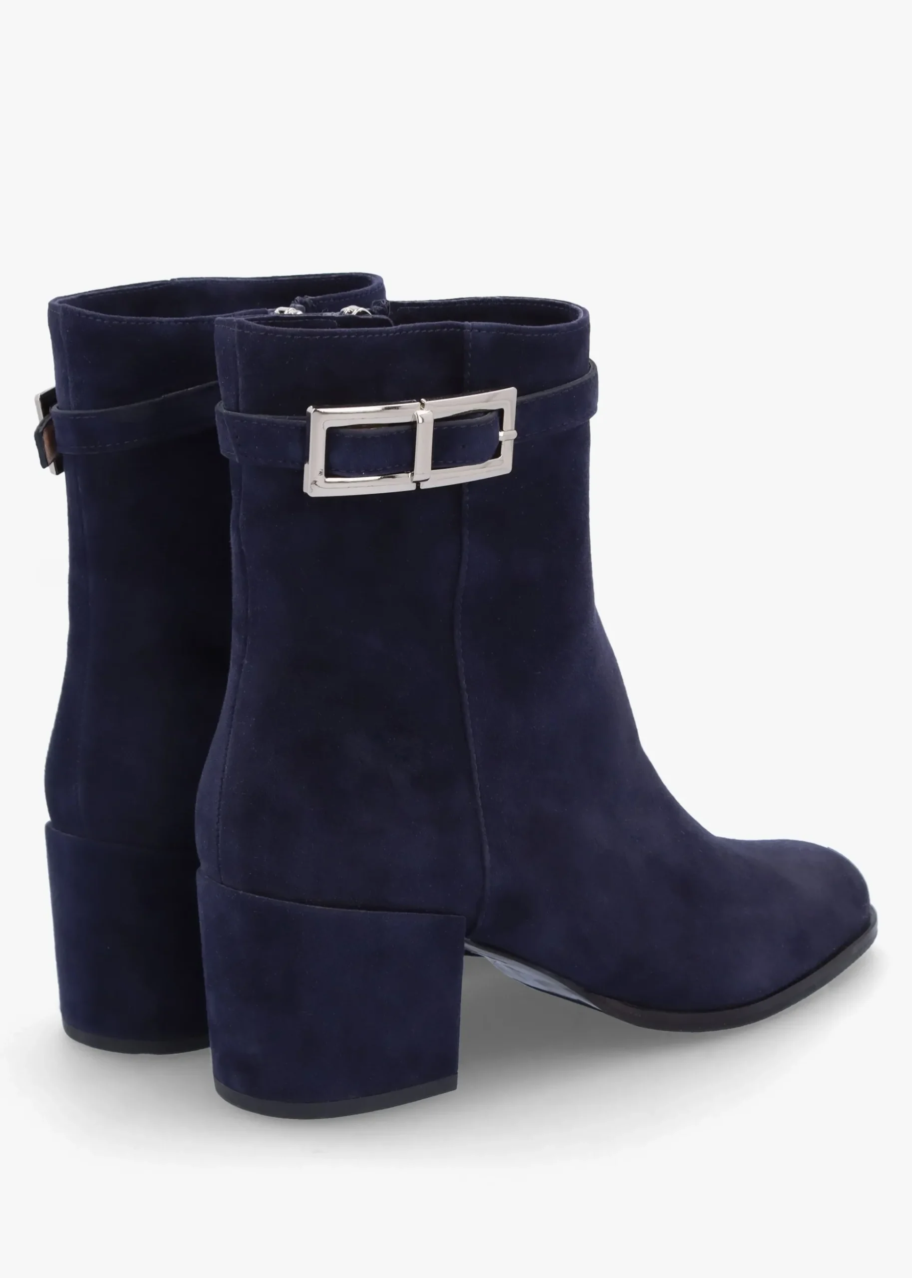 Pearl Navy Suede Block Heel Ankle Boots