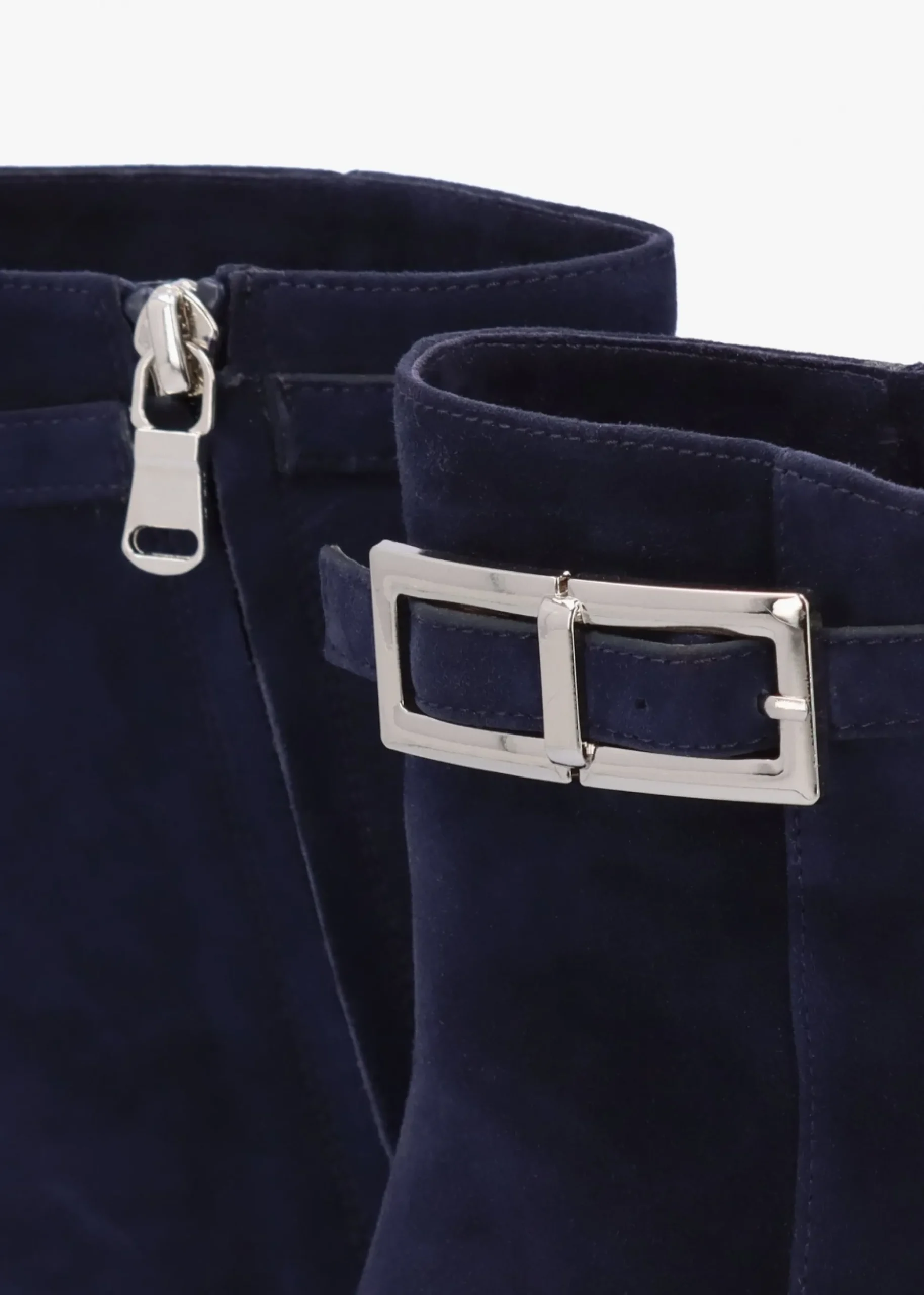 Pearl Navy Suede Block Heel Ankle Boots