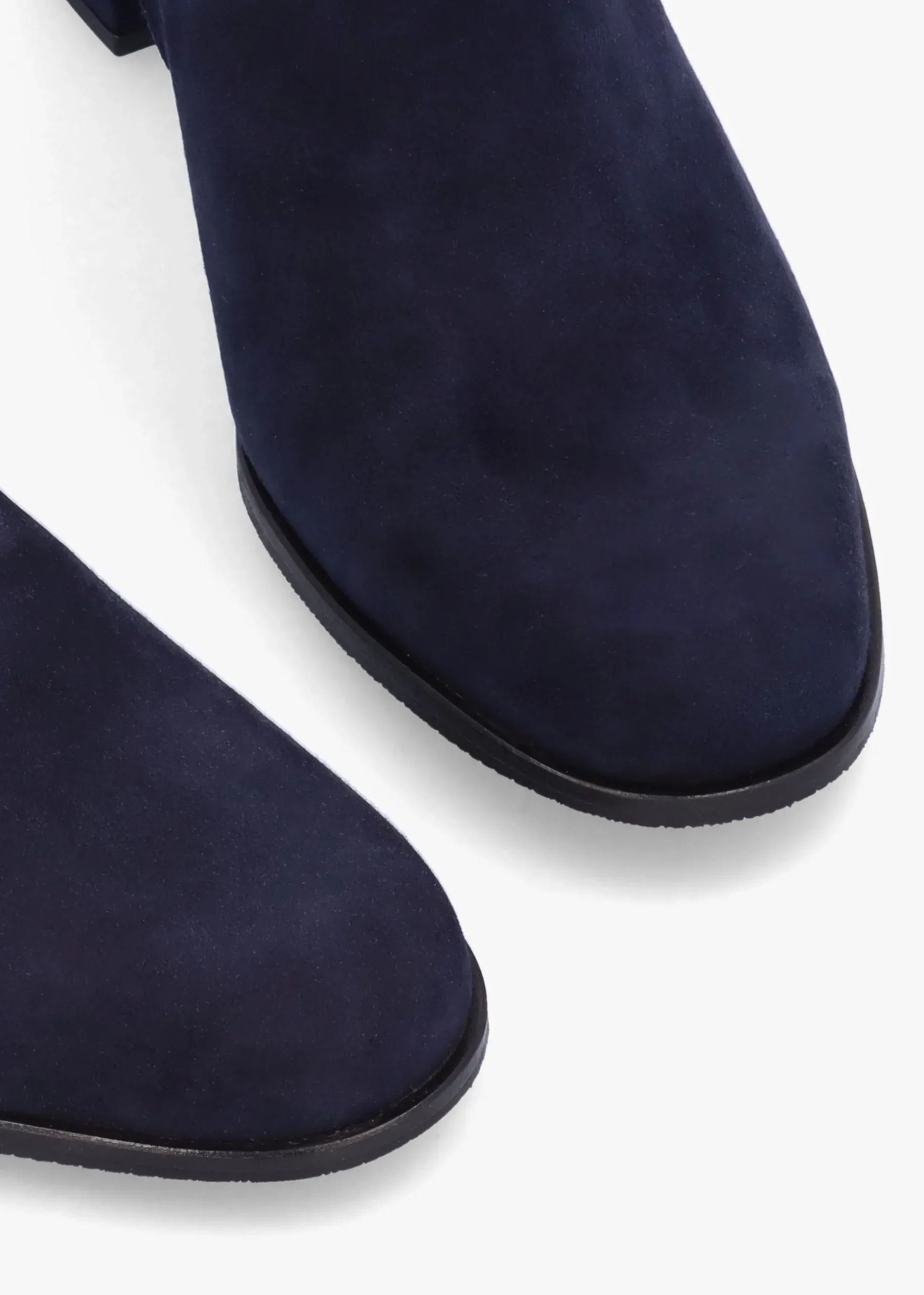 Pearl Navy Suede Block Heel Ankle Boots