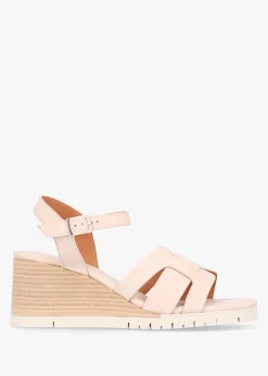 Pedie Off White Leather Wedge Sandals