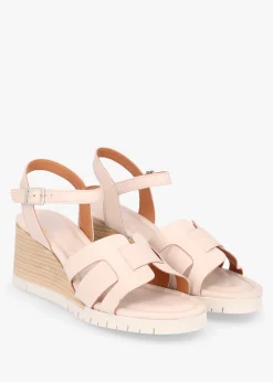 Pedie Off White Leather Wedge Sandals