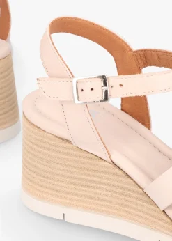 Pedie Off White Leather Wedge Sandals