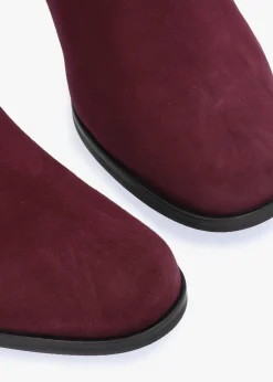 Penelope Burgundy Suede Gold Trim Heeled Ankle Boots