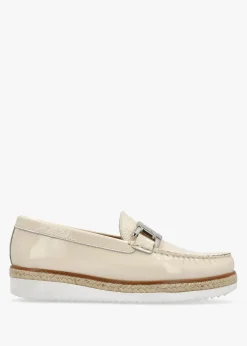 Peonie Beige Patent Leather Loafers