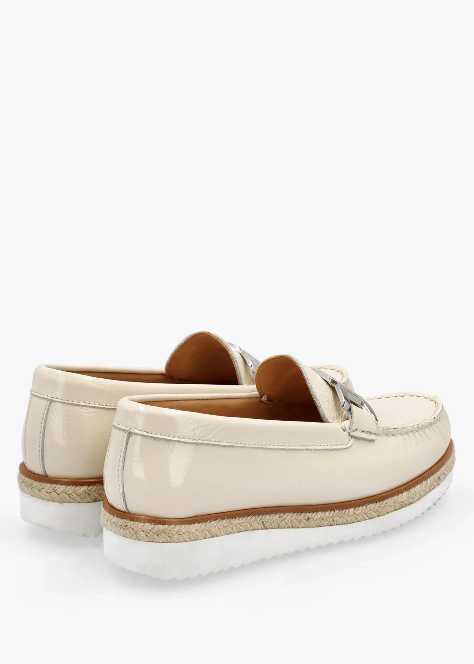 Peonie Beige Patent Leather Loafers