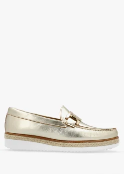 Peonie Gold Leather Loafers