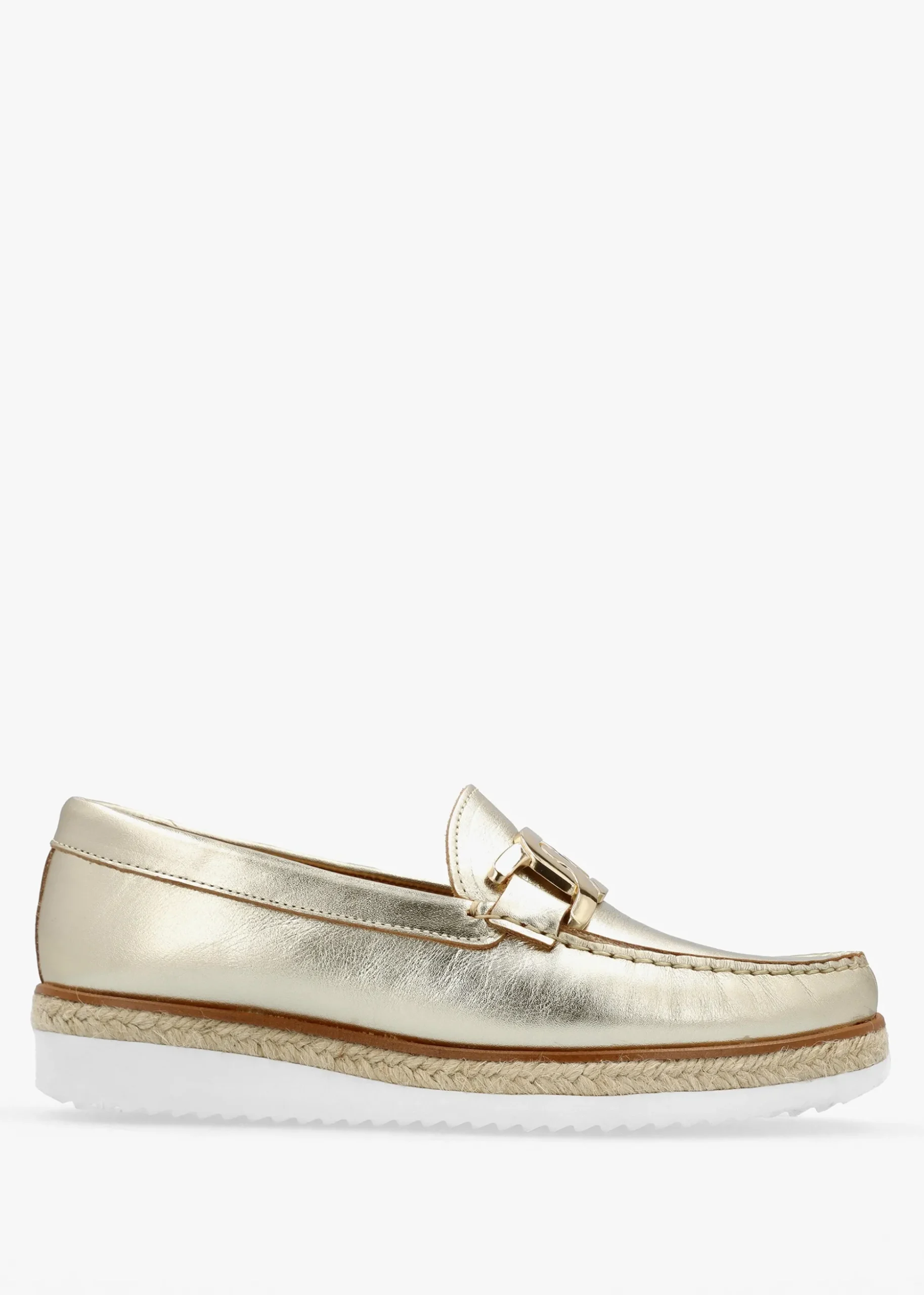 Peonie Gold Leather Loafers