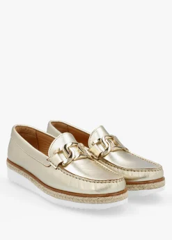 Peonie Gold Leather Loafers