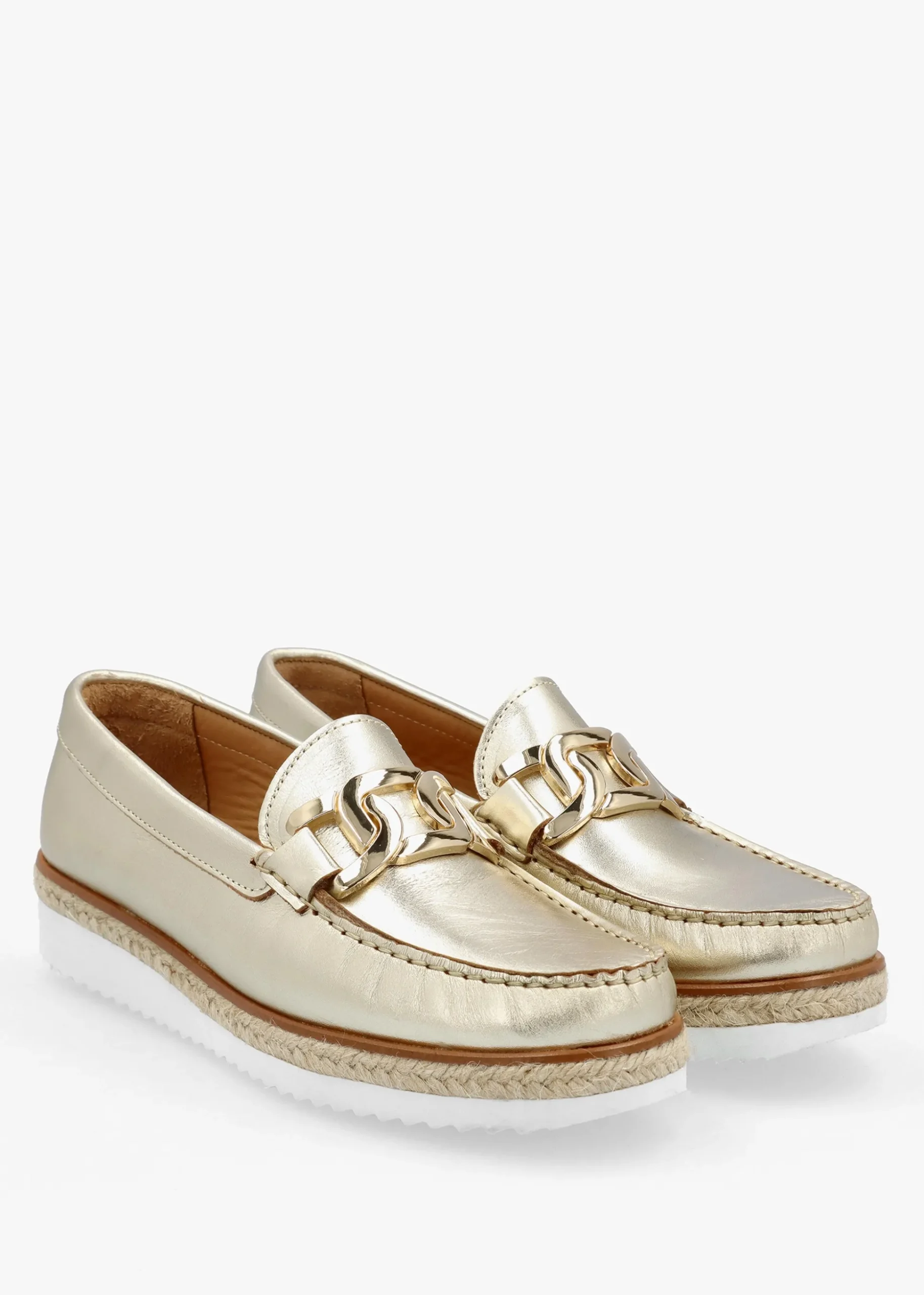 Peonie Gold Leather Loafers