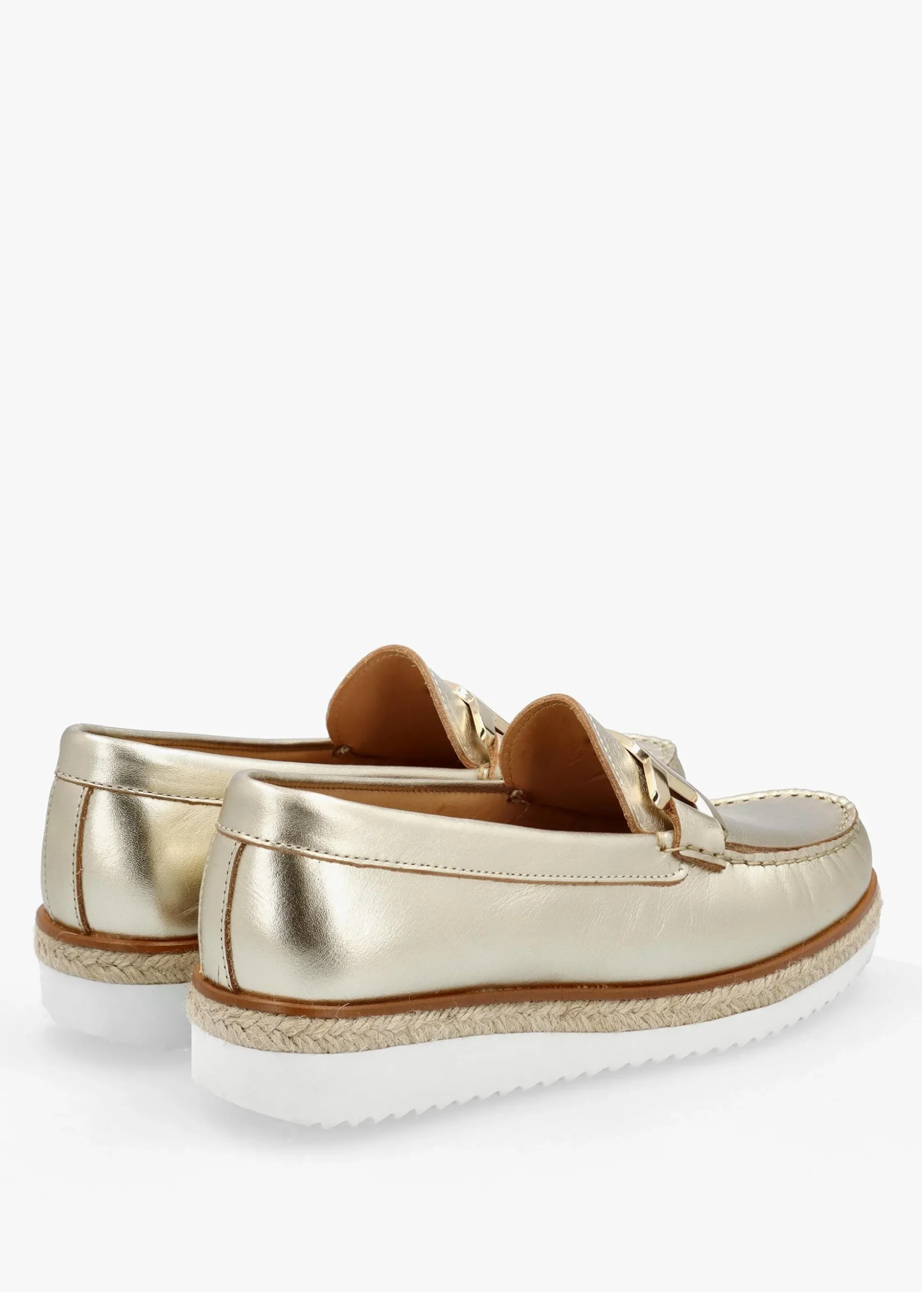Peonie Gold Leather Loafers