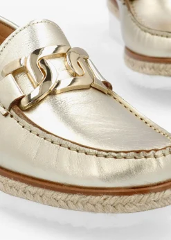 Peonie Gold Leather Loafers