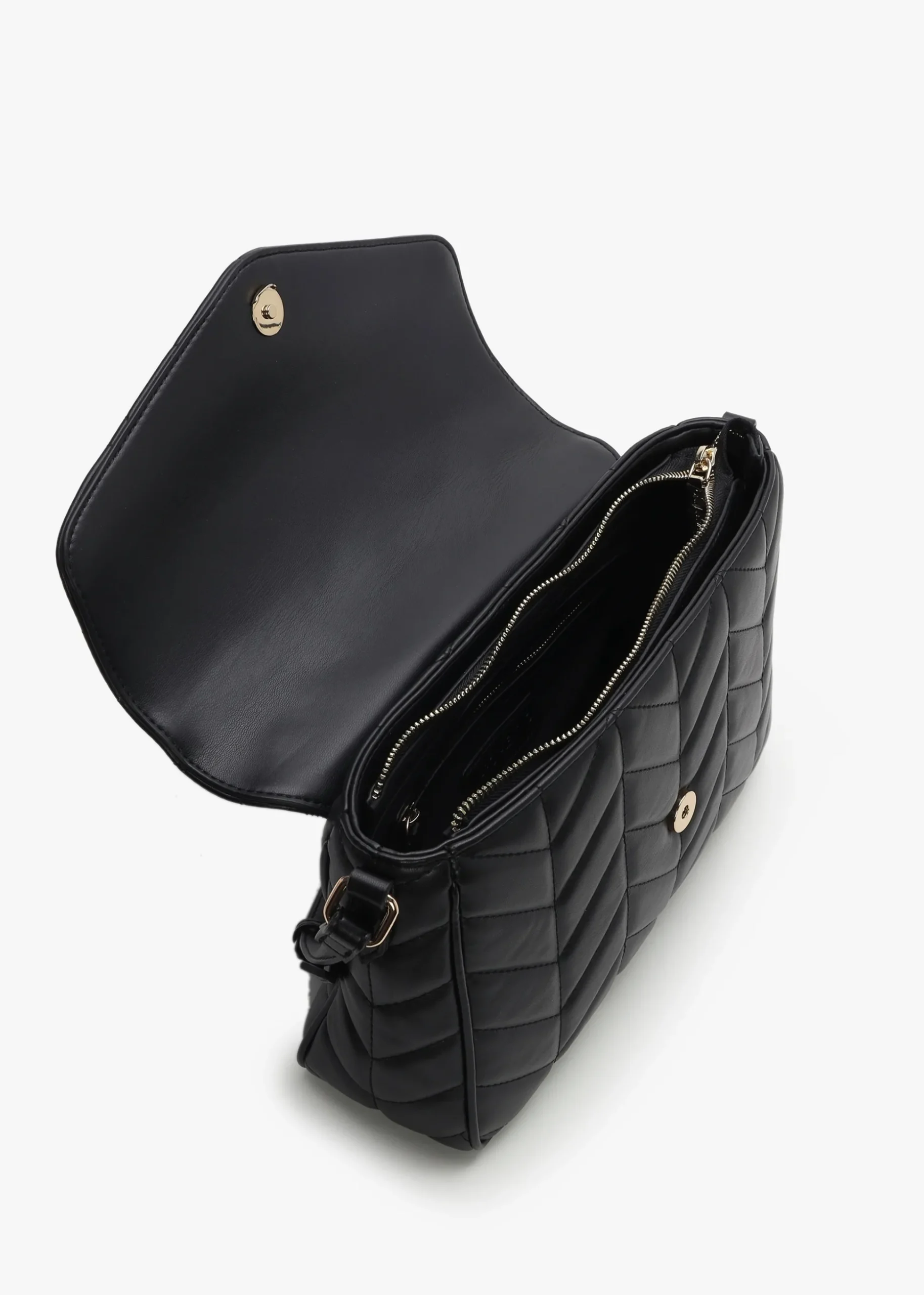 Petal Chevron Nero Cross-Body Bag