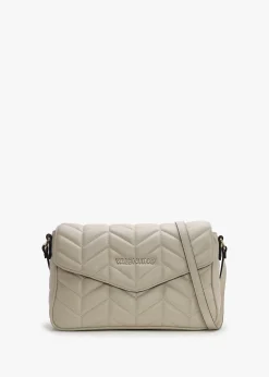 Petal Quilted Chevron Ecru Cross-Body Bag