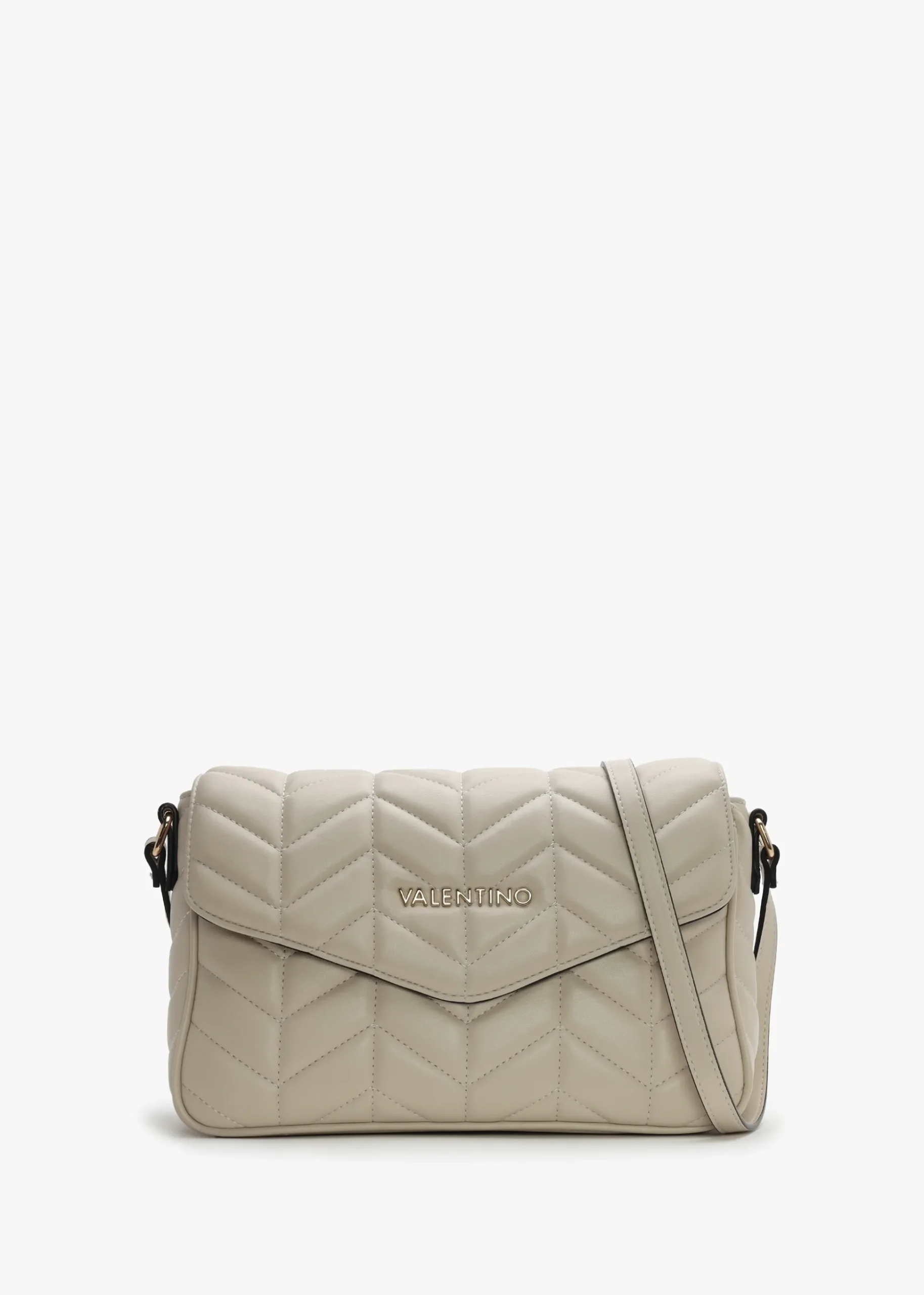 Petal Quilted Chevron Ecru Cross-Body Bag