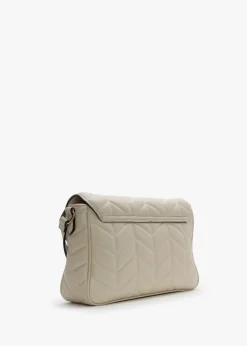 Petal Quilted Chevron Ecru Cross-Body Bag