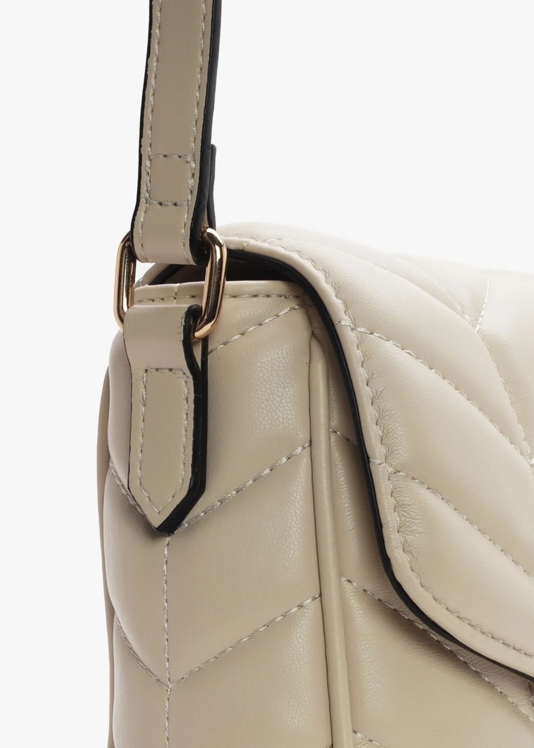 Petal Quilted Chevron Ecru Cross-Body Bag