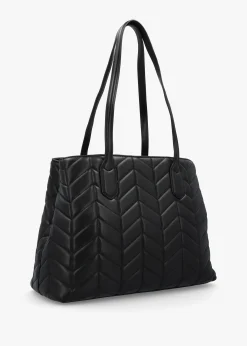 Petal Quilted Chevron Nero Shopper Bag