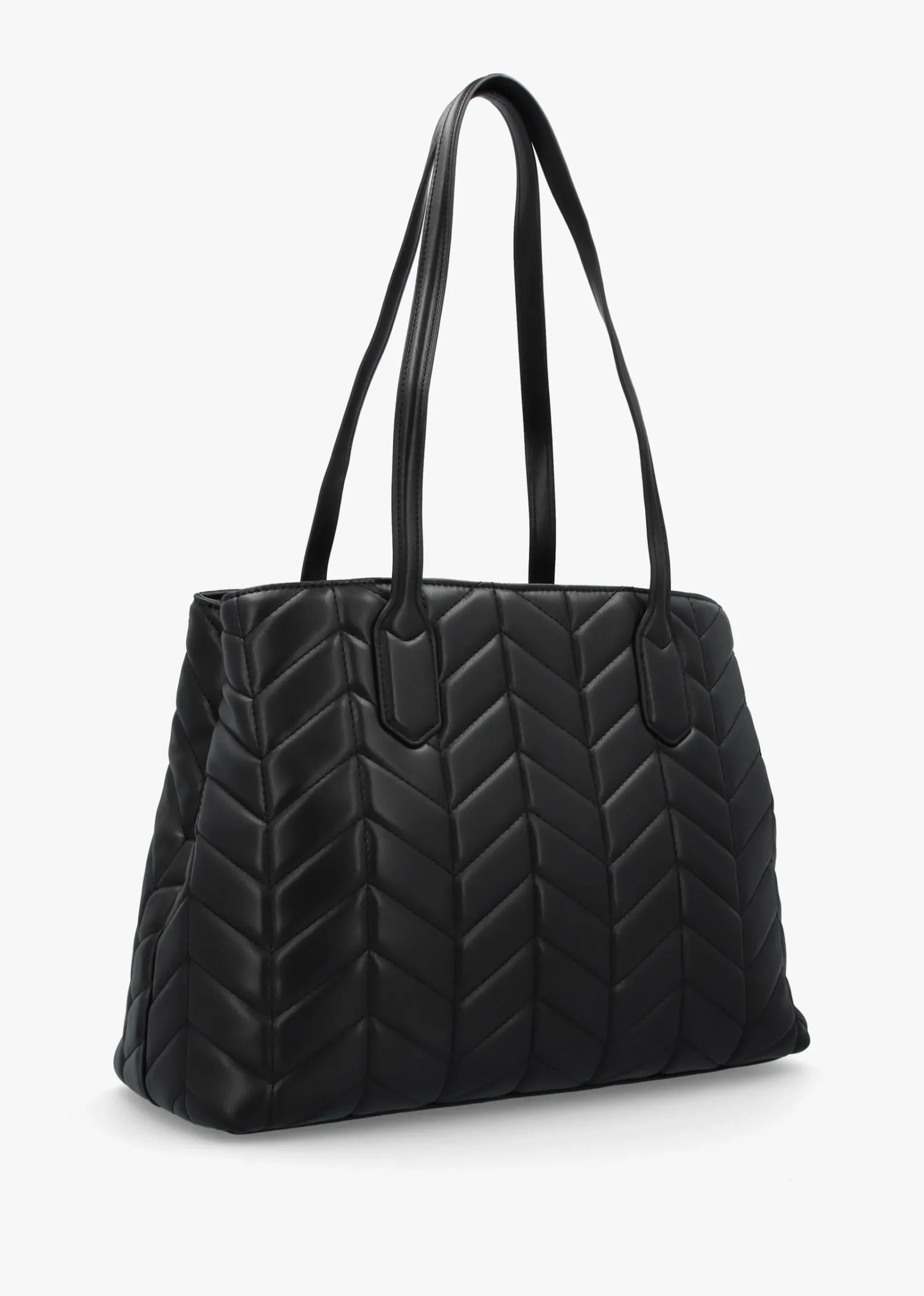 Petal Quilted Chevron Nero Shopper Bag
