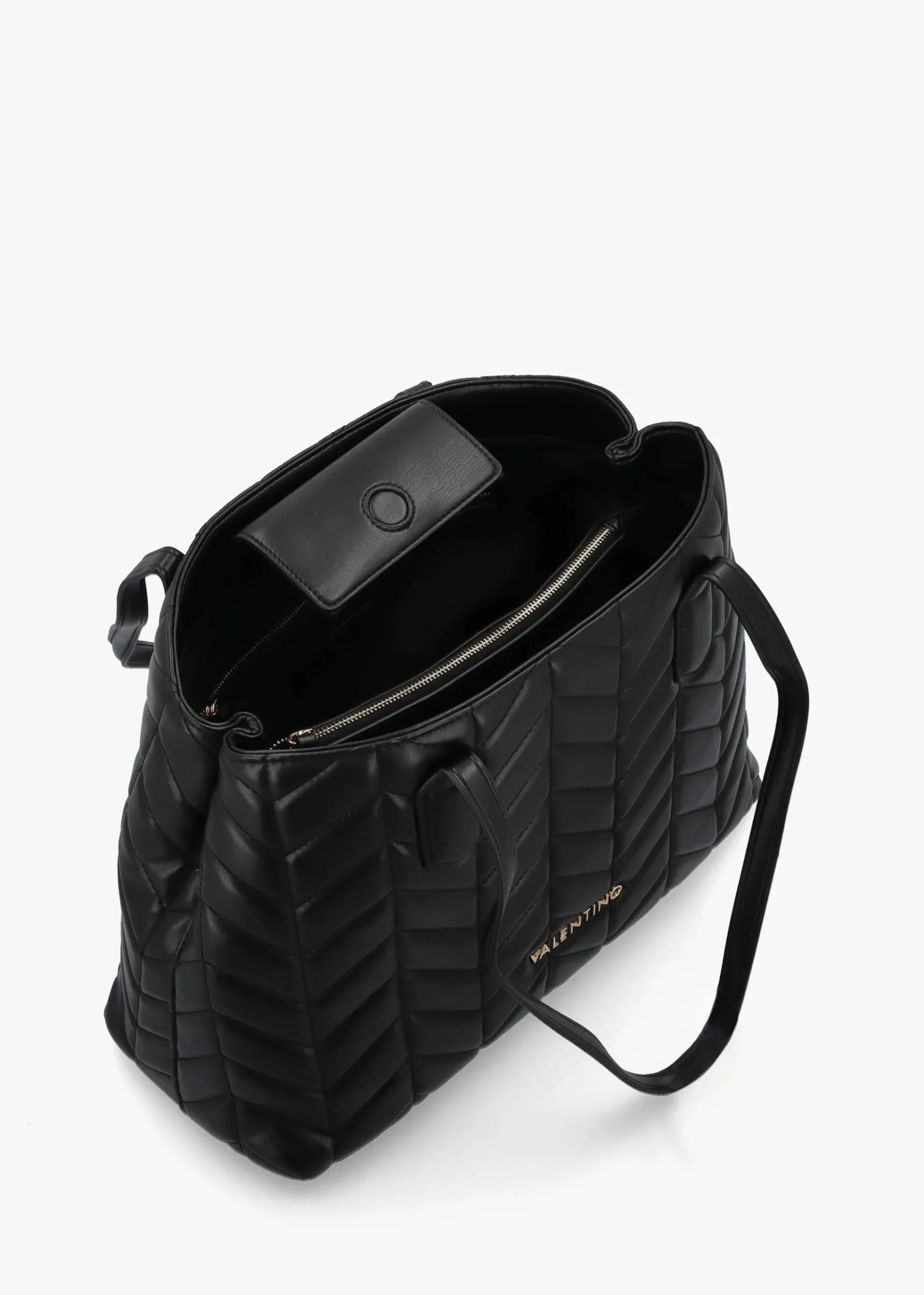 Petal Quilted Chevron Nero Shopper Bag