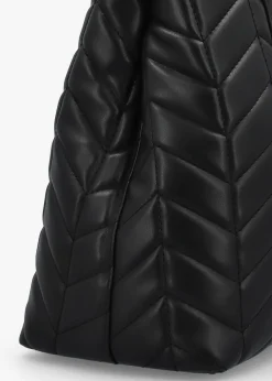 Petal Quilted Chevron Nero Shopper Bag