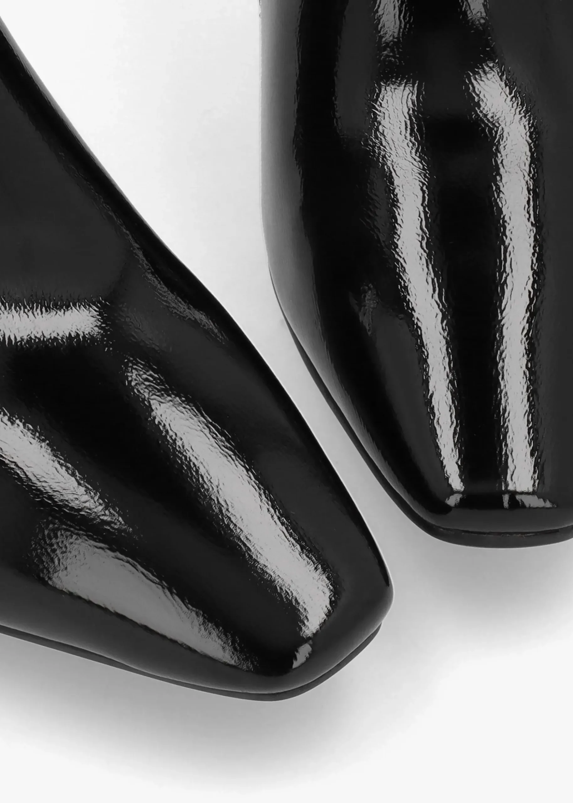 Petuniah Black Patent Leather Kitten Heel Ankle Boots