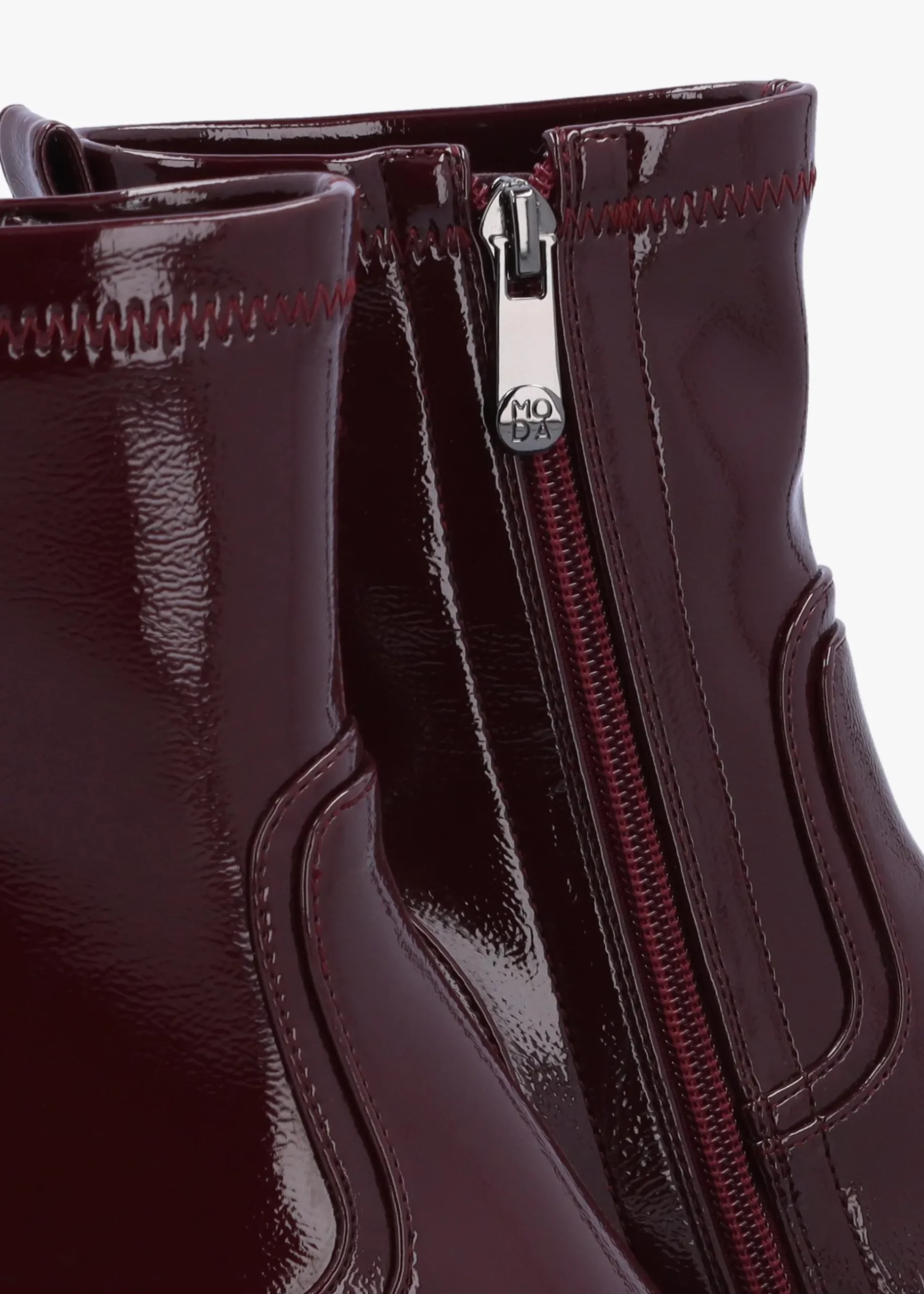 Petuniah Burgundy Patent Leather Kitten Heel Ankle Boots