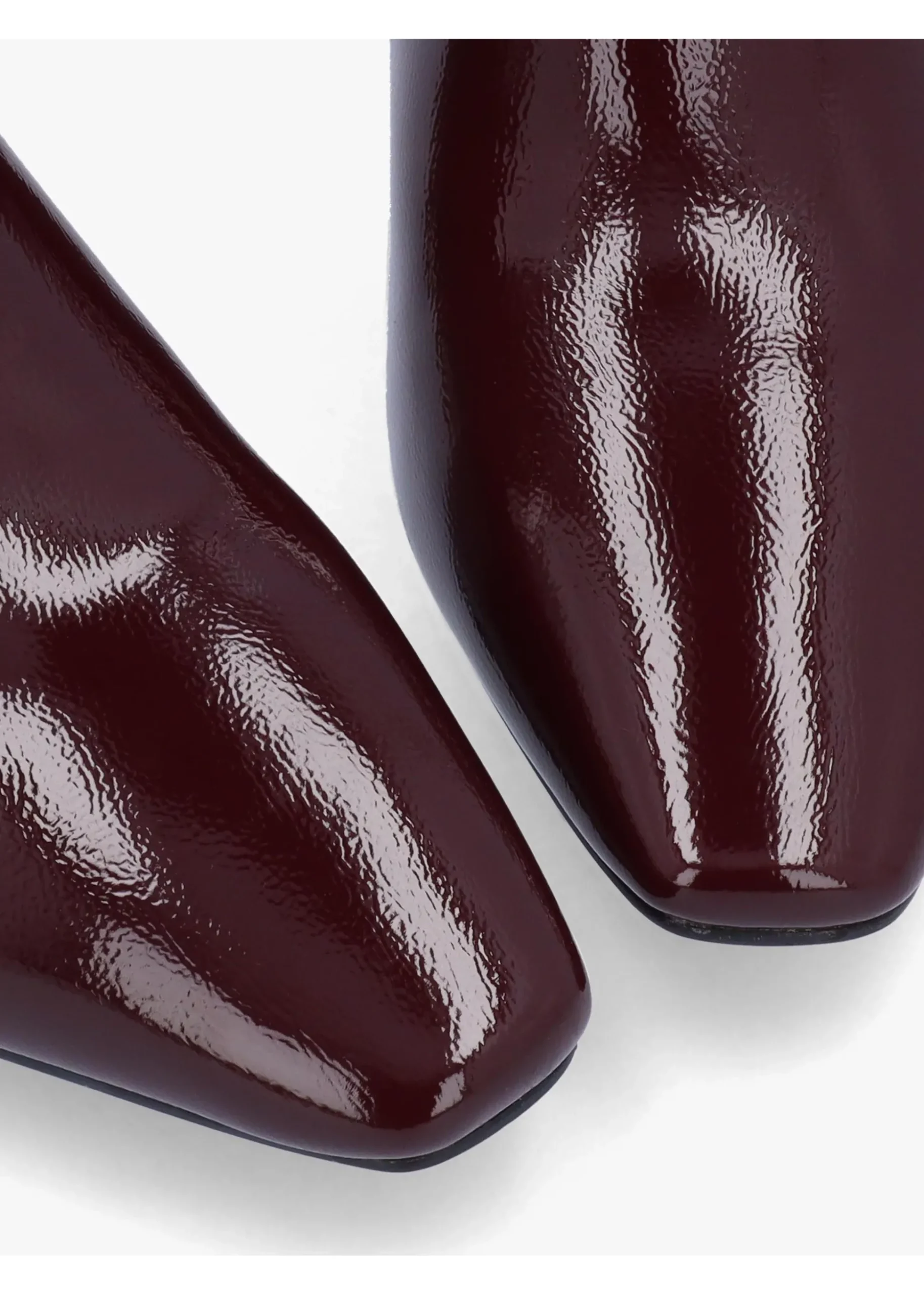 Petuniah Burgundy Patent Leather Kitten Heel Ankle Boots