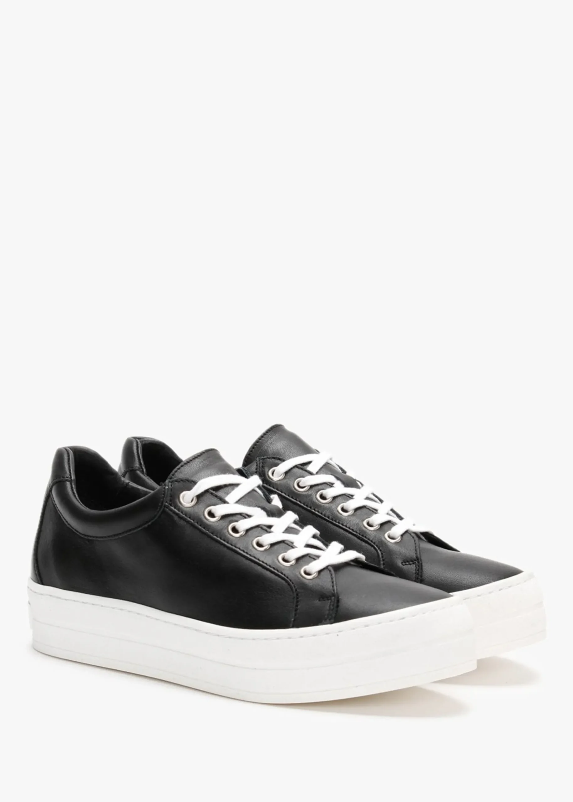 Piccadilly Circus Black Leather Flatform Trainers