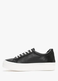 Piccadilly Circus Black Leather Flatform Trainers