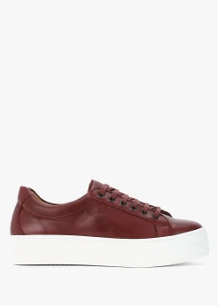 Piccadilly Circus Burgundy Leather Flatform Trainers