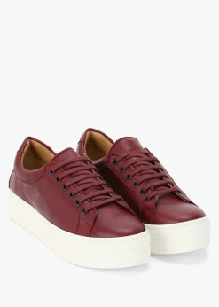 Piccadilly Circus Burgundy Leather Flatform Trainers