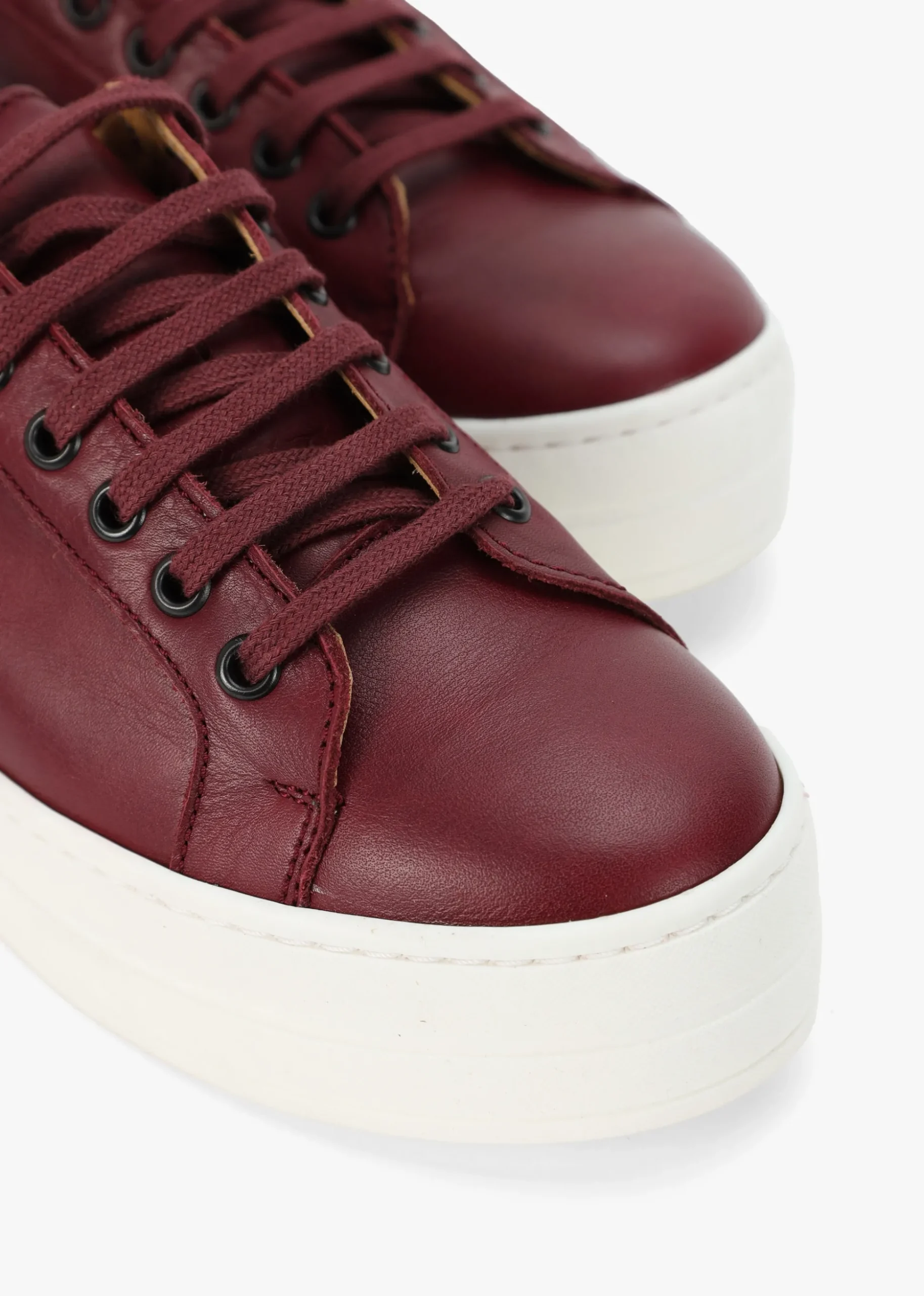 Piccadilly Circus Burgundy Leather Flatform Trainers