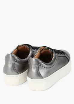 Piccadilly Circus Pewter Leather Flatform Trainers