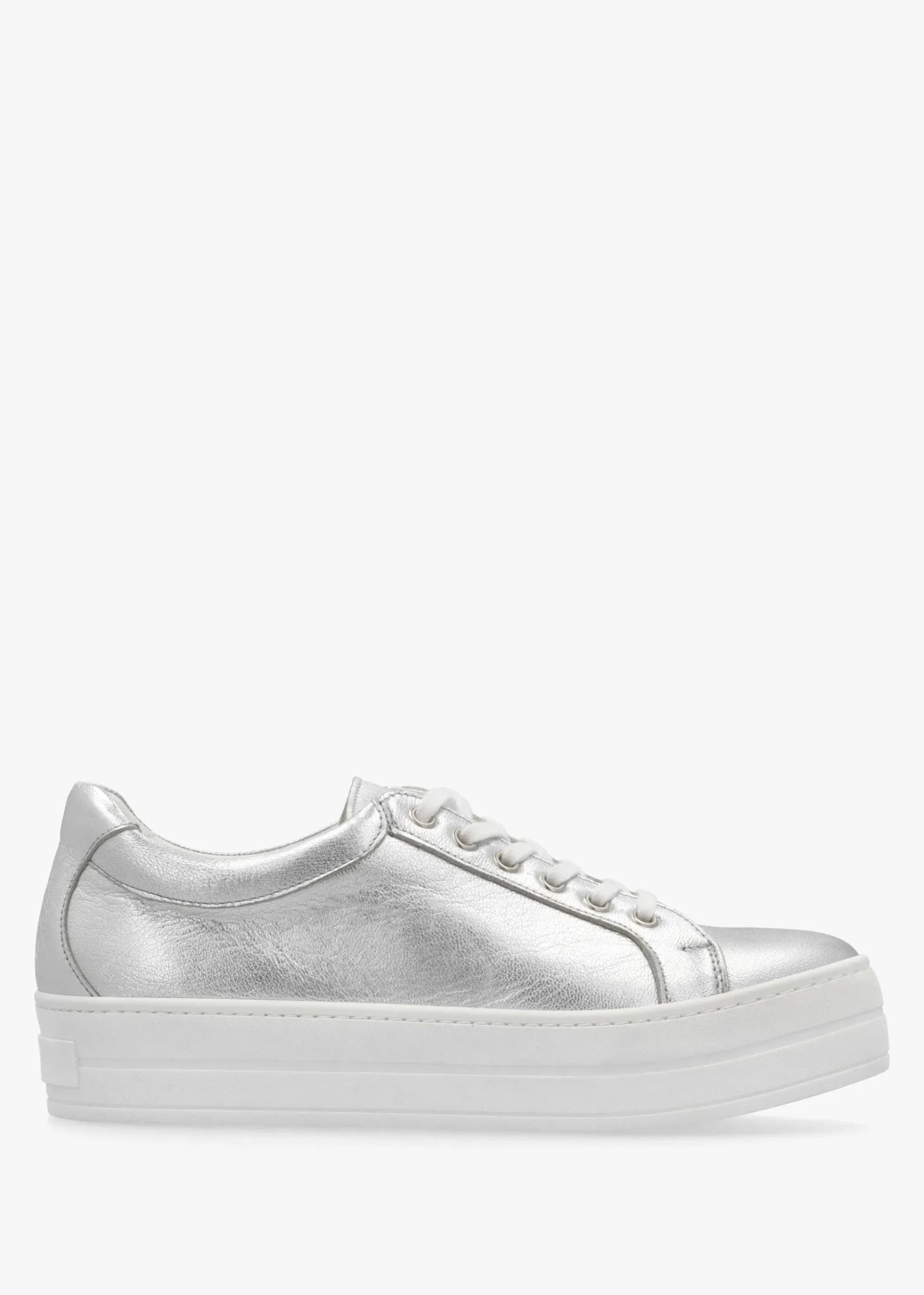 Piccadilly Circus Silver Leather Flatform Trainers