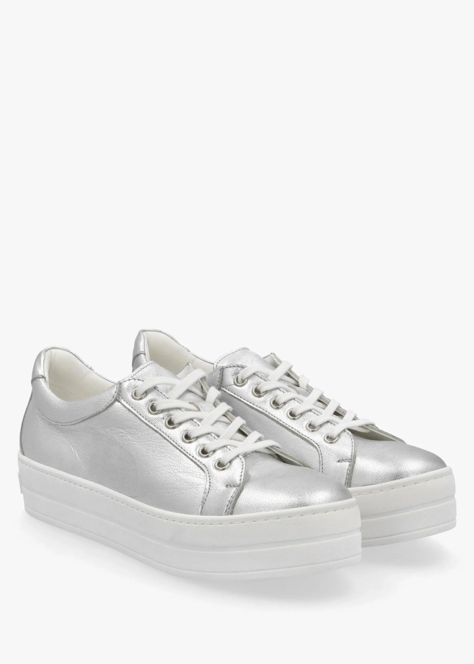Piccadilly Circus Silver Leather Flatform Trainers