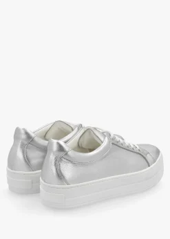 Piccadilly Circus Silver Leather Flatform Trainers