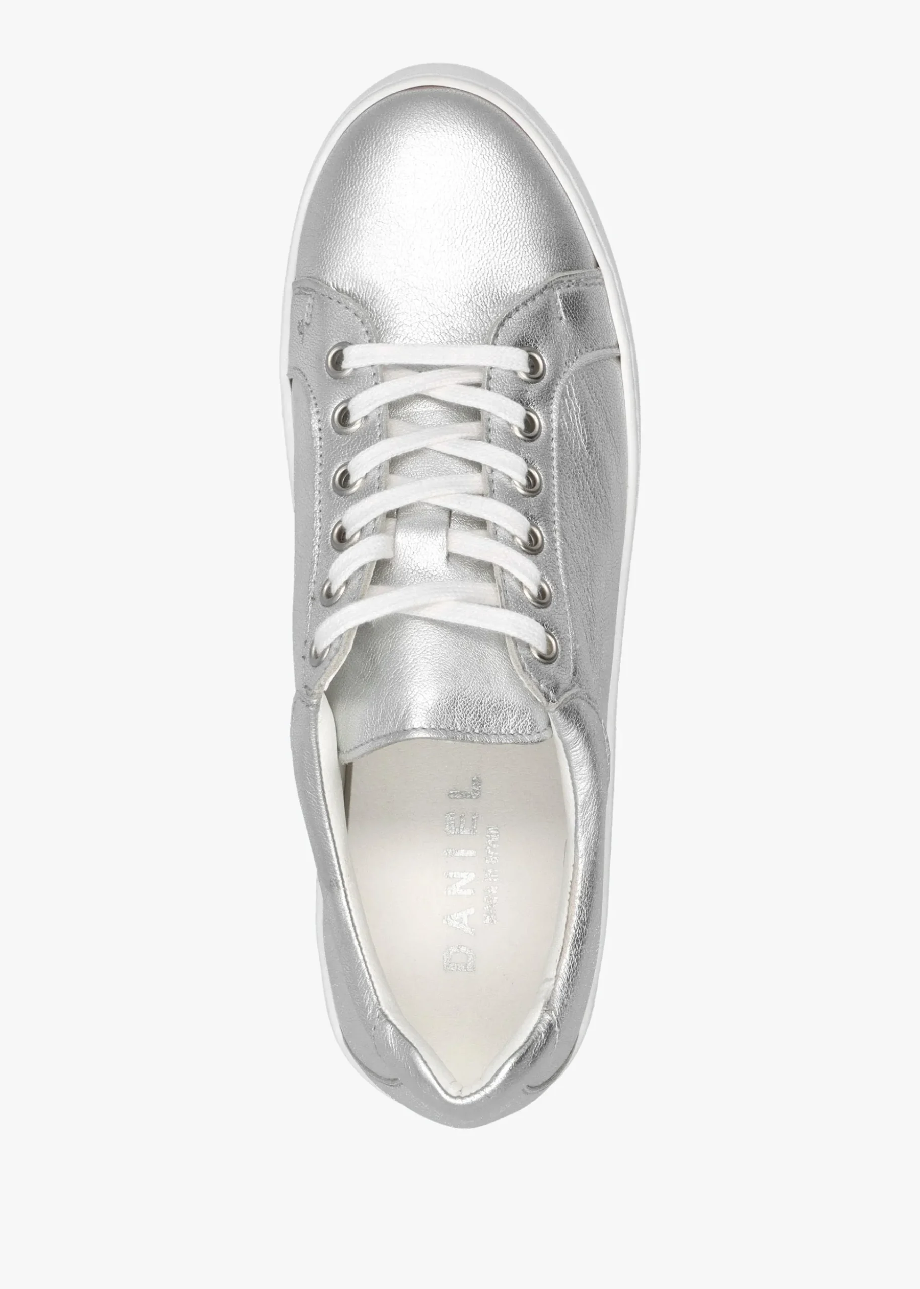Piccadilly Circus Silver Leather Flatform Trainers