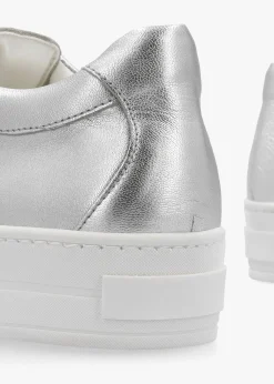 Piccadilly Circus Silver Leather Flatform Trainers