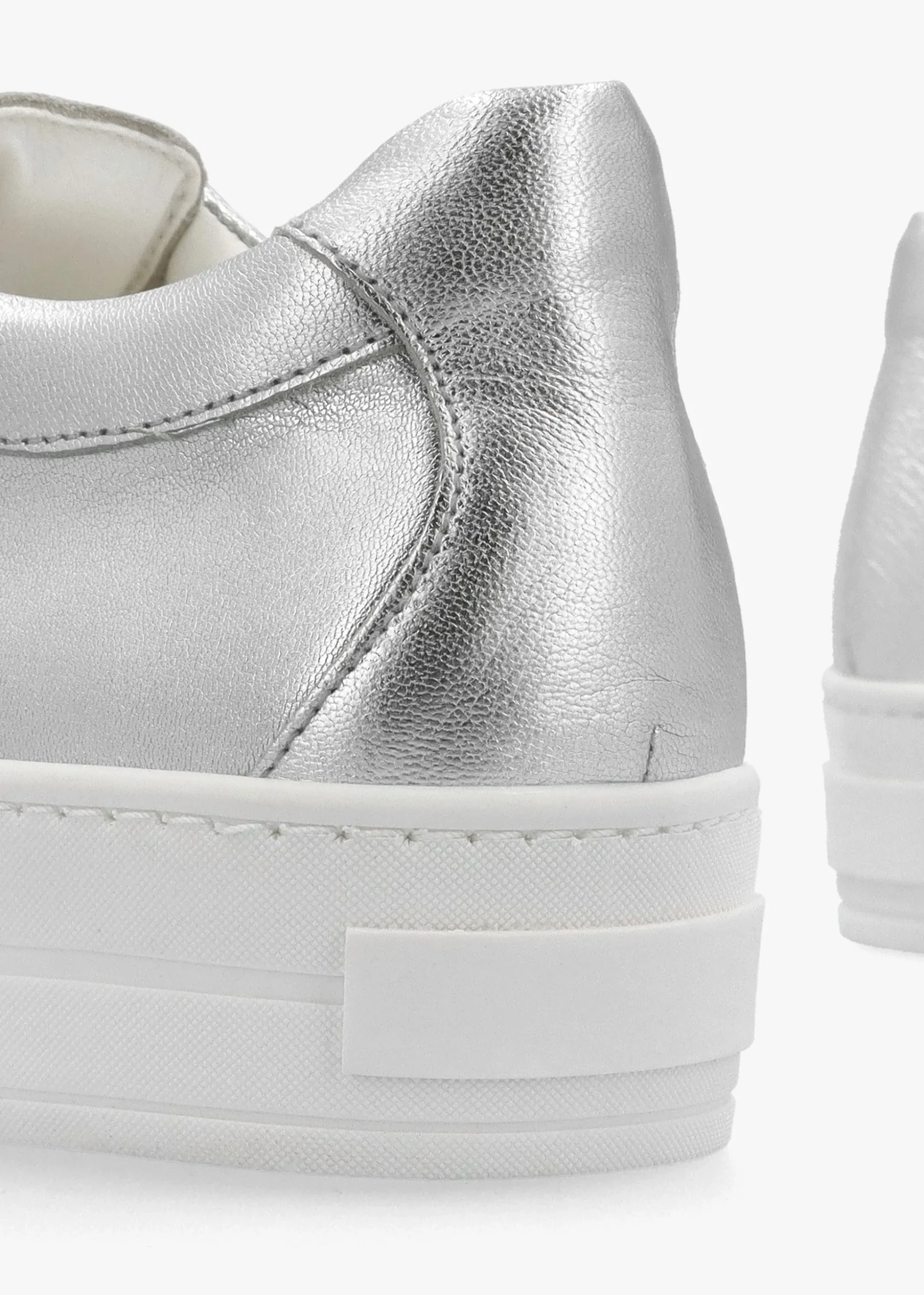 Piccadilly Circus Silver Leather Flatform Trainers