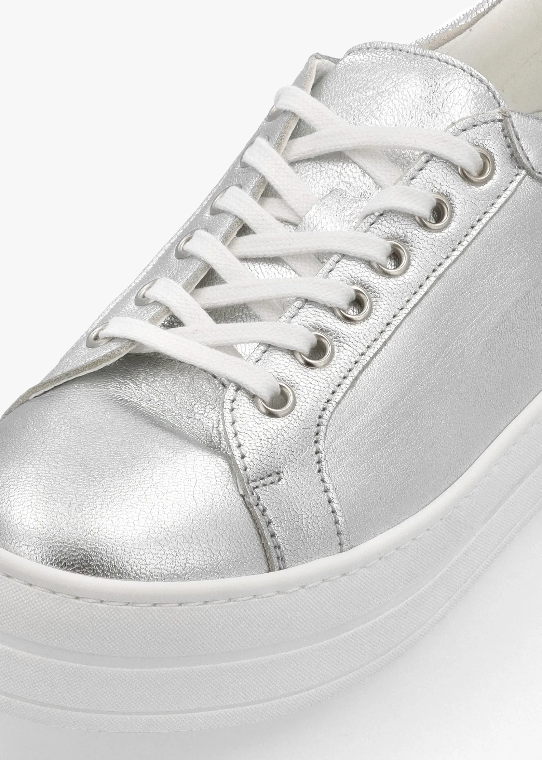 Piccadilly Circus Silver Leather Flatform Trainers