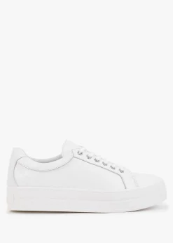 Piccadilly Circus White Leather Flatform Trainers