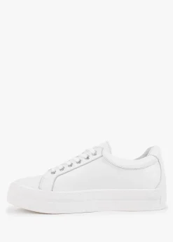 Piccadilly Circus White Leather Flatform Trainers