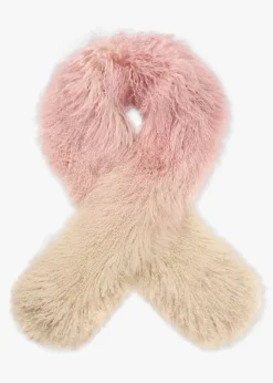 Pink Ombre Shaggy Mongolian Lambswool Scarf