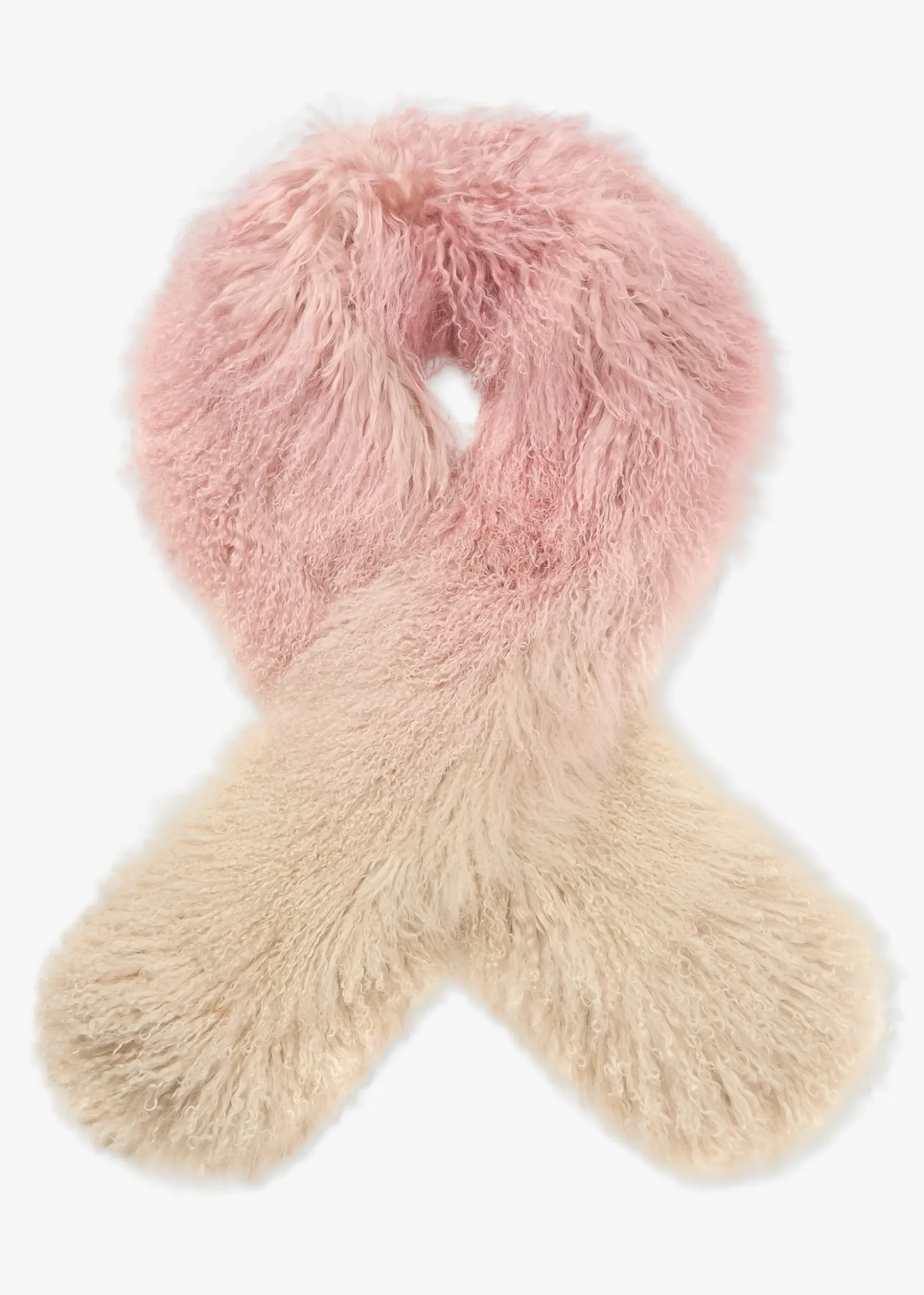 Pink Ombre Shaggy Mongolian Lambswool Scarf