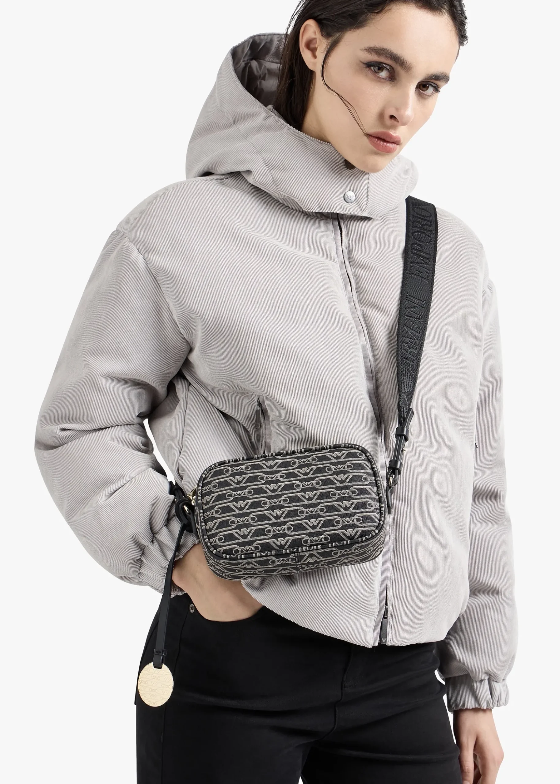Piped Logo Nero & Ecru Camera Bag