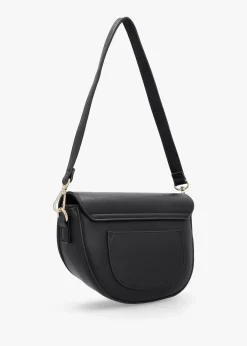 Piper Asymmetric Flap Nero Cross-Body Bag